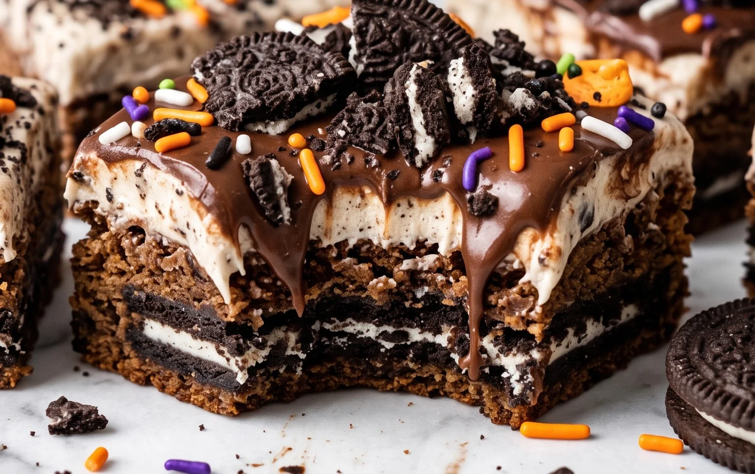 Halloween Oreo Cake Bars