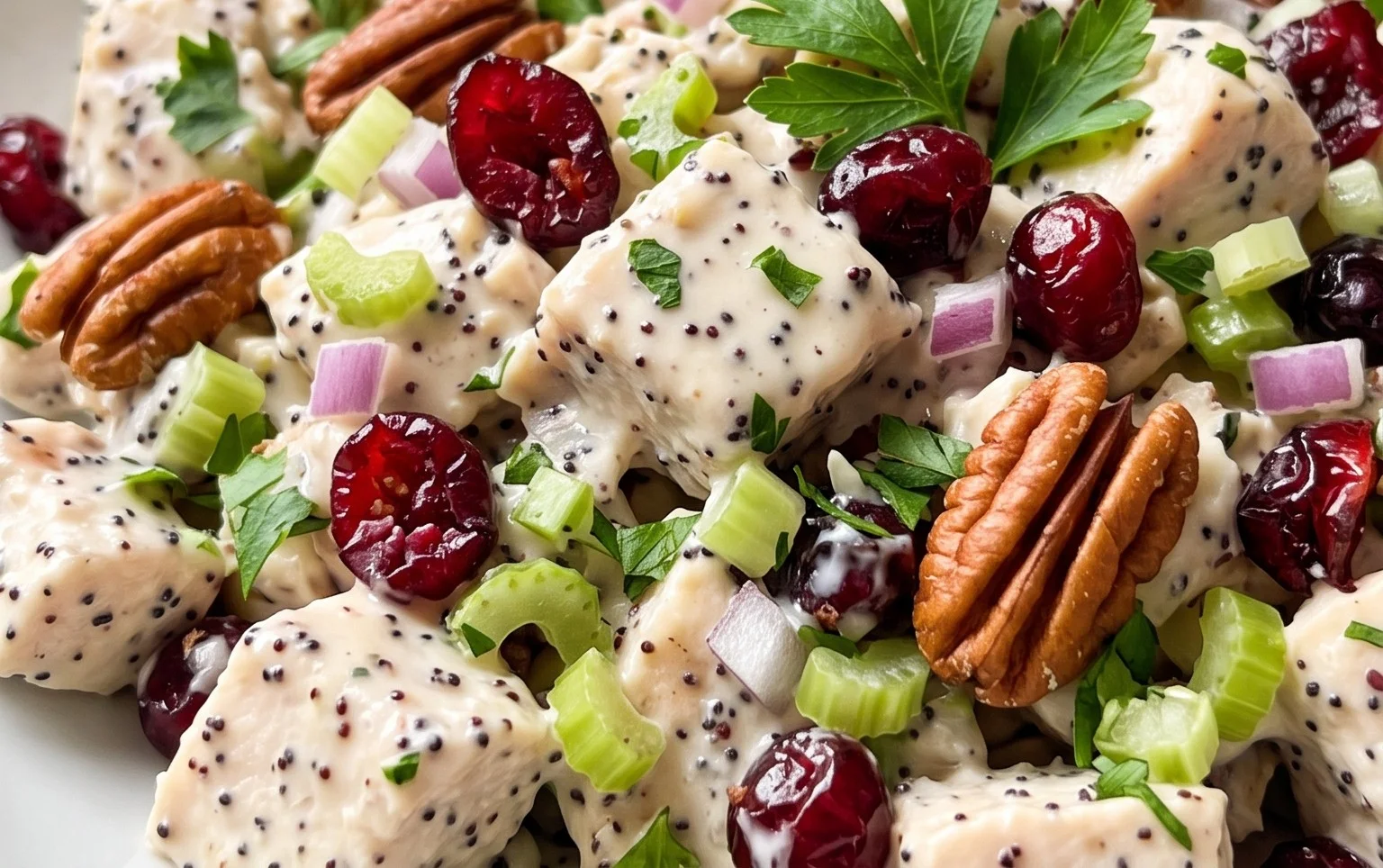 Cranberry Pecan Chicken Salad with Poppy Seed Dressing
