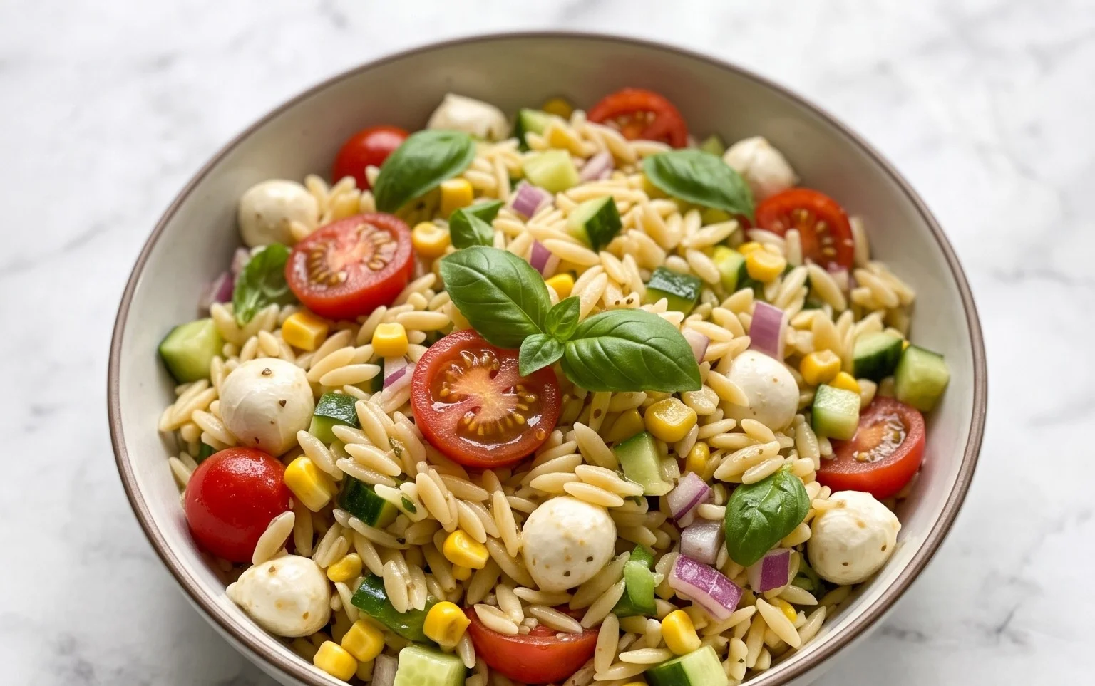 Summer Orzo Pasta Salad Quick & Easy Recipe
