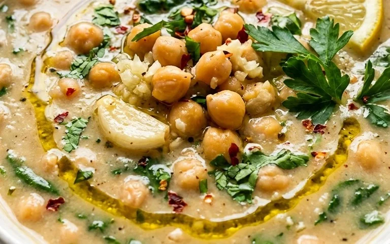 Vegan Garlic Chickpea Soup
