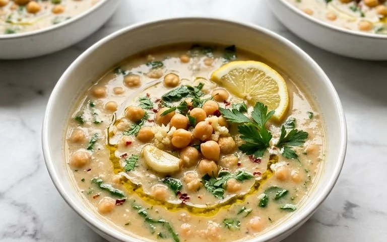 Easy Vegan Garlic Chickpea Soup Recipe